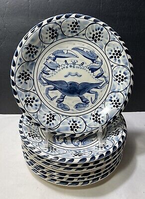 Blue Crab Plates - Set Of 8