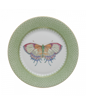 APPLE GREEN LACE DESSERT PLATE W/ BUTTERFLY