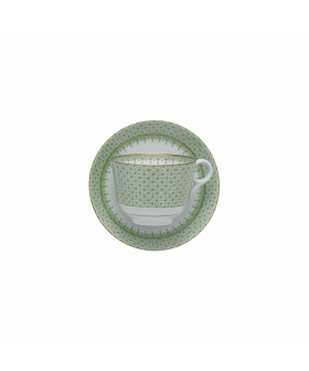 APPLE GREEN LACE TEA CUP & SAUCER
