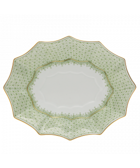 APPLE GREEN LACE LARGE FLUTED TRAY