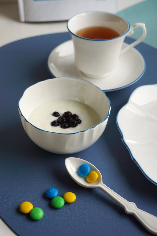 Amelie Royal Blue Rim Set of Two Fruit Nut & Rice Bowls