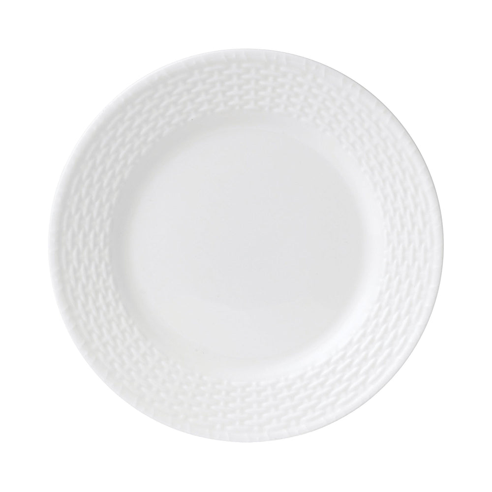 Top view of the Nantucket Basket Salad Plate 8.25 inches showcasing embossed basket-weave details on a white background