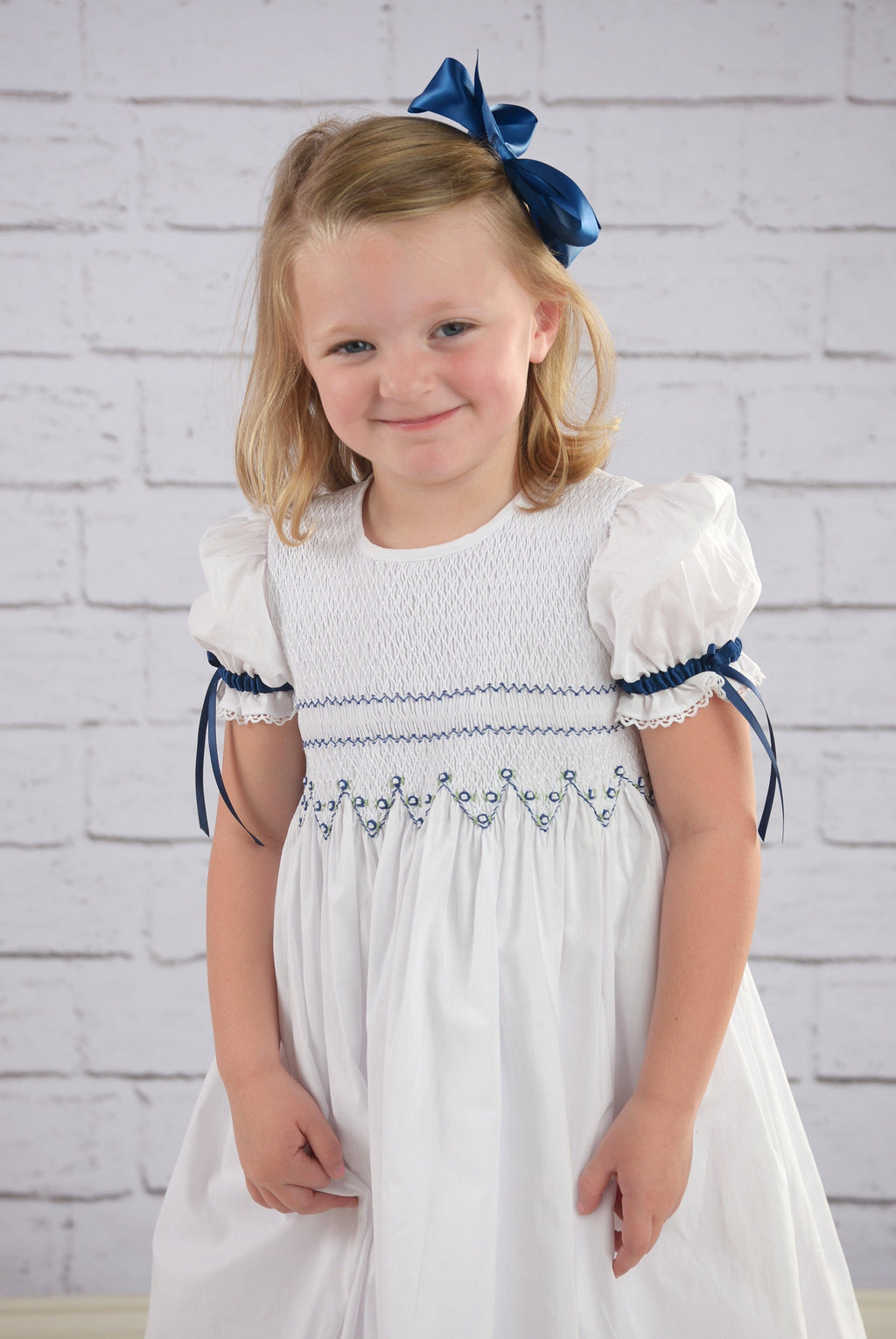 Navy Smocked Dress for Girls, Hanukkah Dress, Flower Girl Dresses 6Y / Navy Navy Smocked Dress for Girls, Hanukkah Dress, Flower Girl Dresses 6Y / Navy