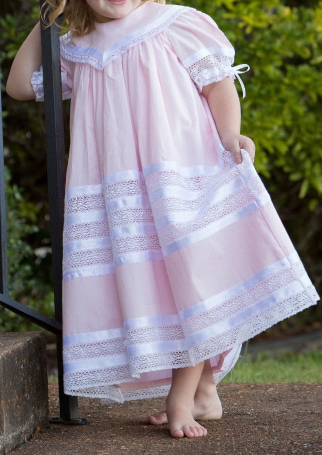Savannah Lace Heirloom Dress in Pink 18M / Pink Savannah Lace Heirloom Dress in Pink 18M / Pink