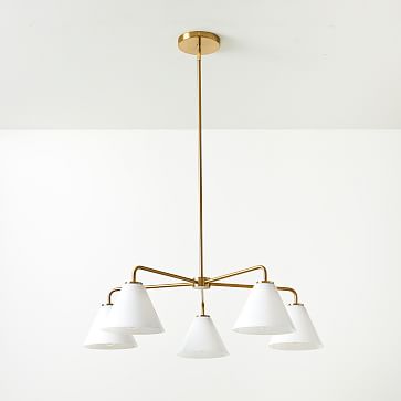 Sculptural Glass 5-Light Cone Chandelier - Milk