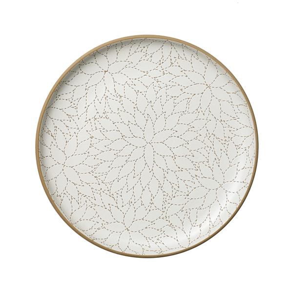 Camellia Etched Serving Platter in Opaque White