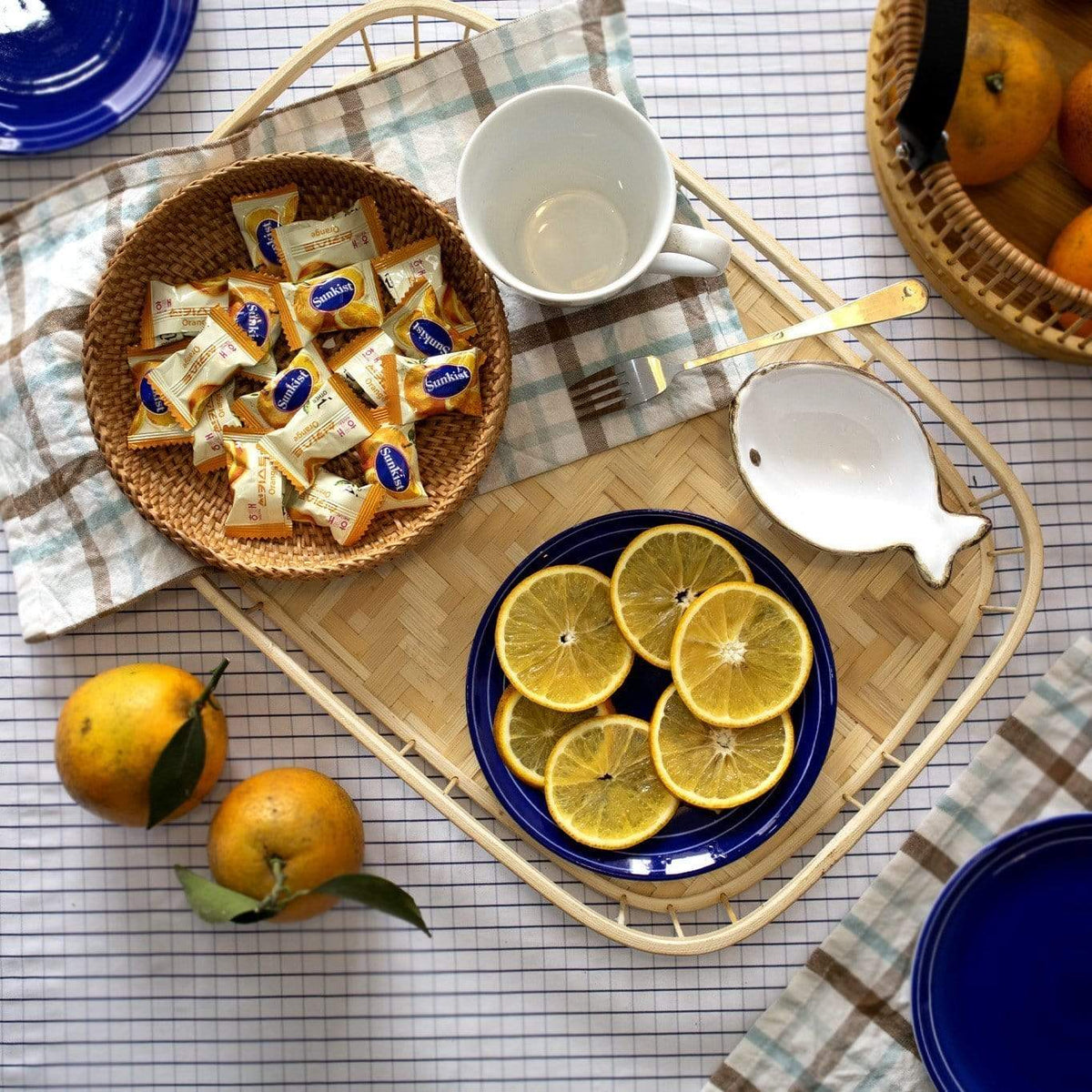 Bamboo Wicker Serving Trays with Handles | Handwoven & Decorative Trays for Dining Table (2)