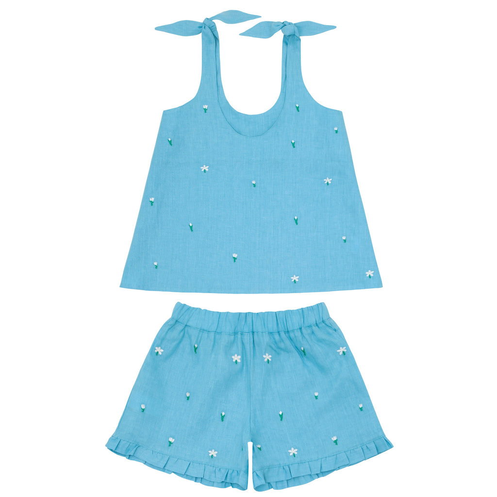 minnow x Fanm Mon Girls Lagoon Tie Knot Short Set