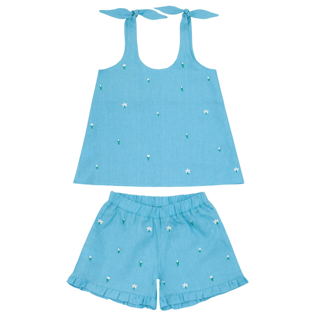 minnow x Fanm Mon Girls Lagoon Tie Knot Short Set