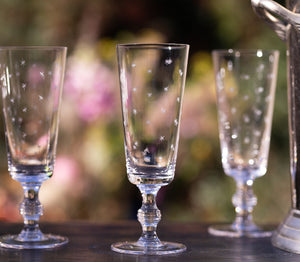 Crystal Champagne Flutes with Stars Design, Set of Four