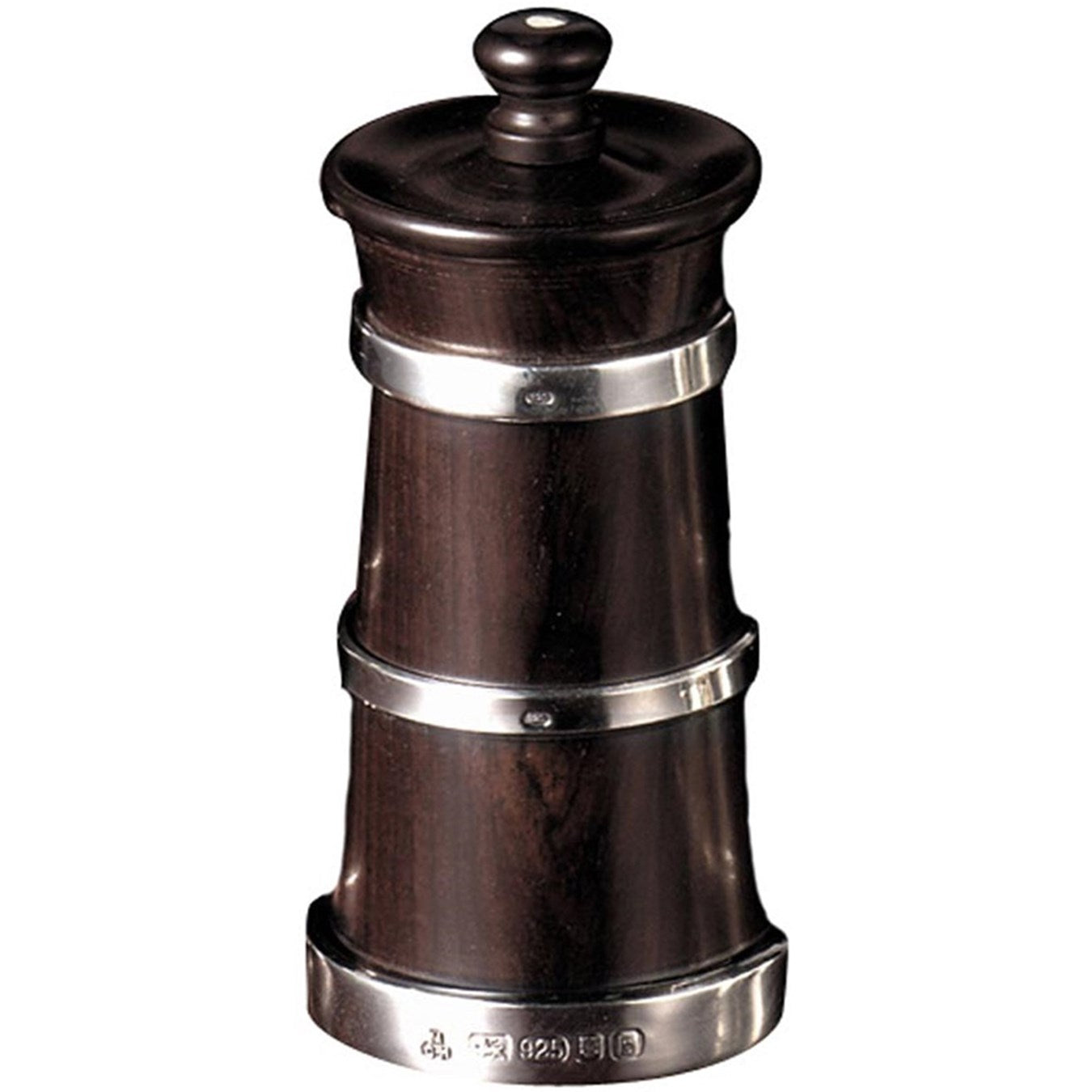 Sterling Silver-Banded Ebony Pepper Mill
