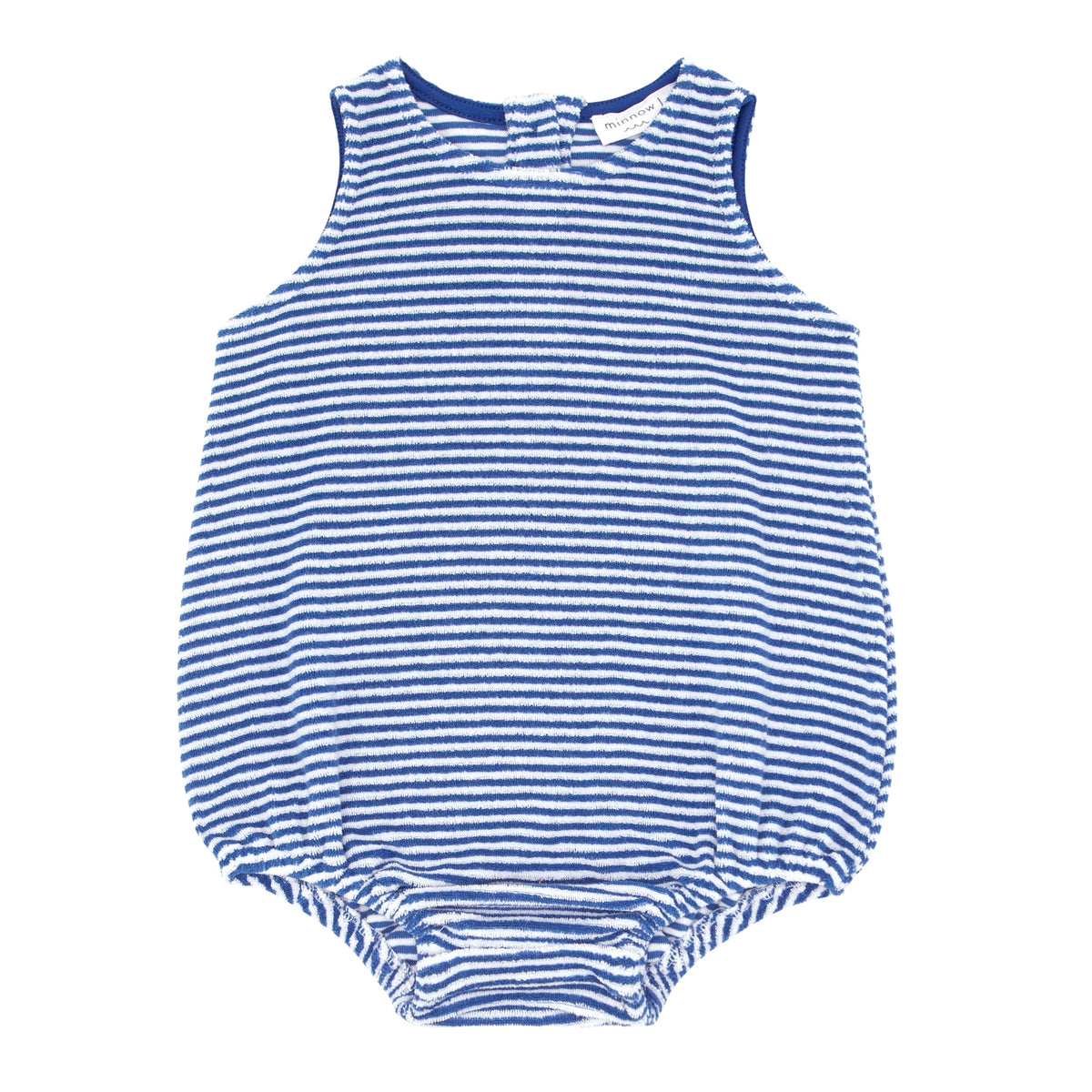 Baby Boy's Cove Blue Stripe French Terry Bubble Romper