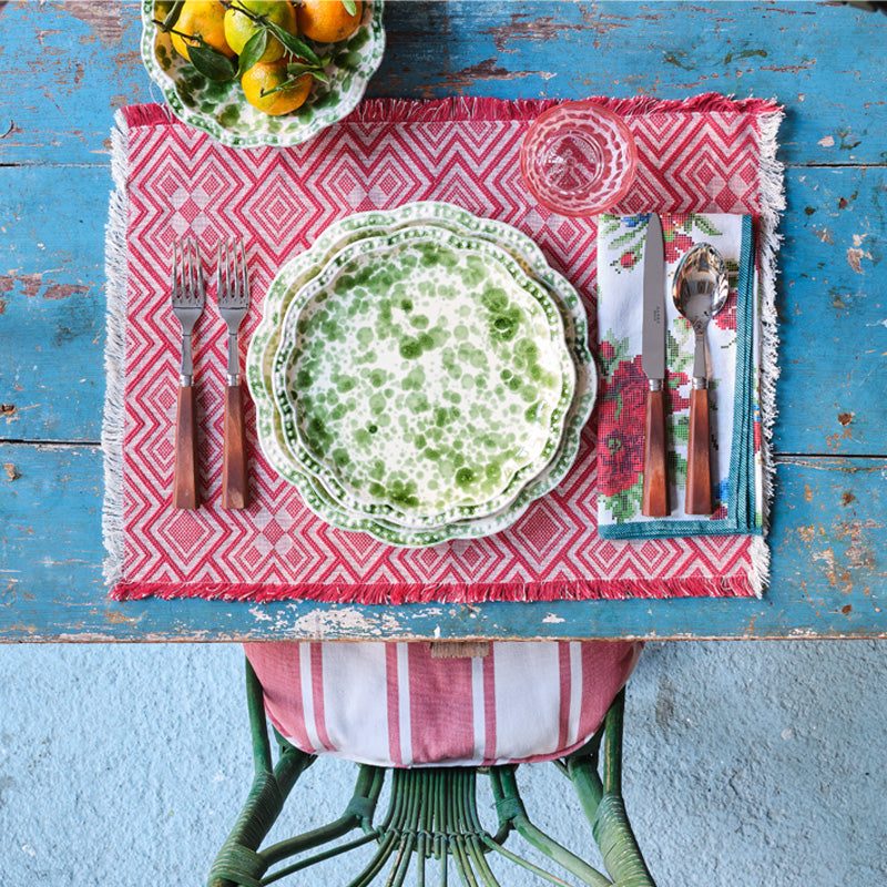 Speckled Dessert Plate in Green and White