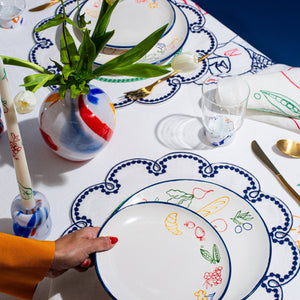 Fete Linen Embroidered Tablecloth