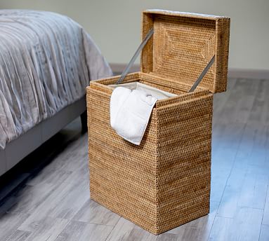 Tava Handwoven Rattan Rectangular Hinged Hamper