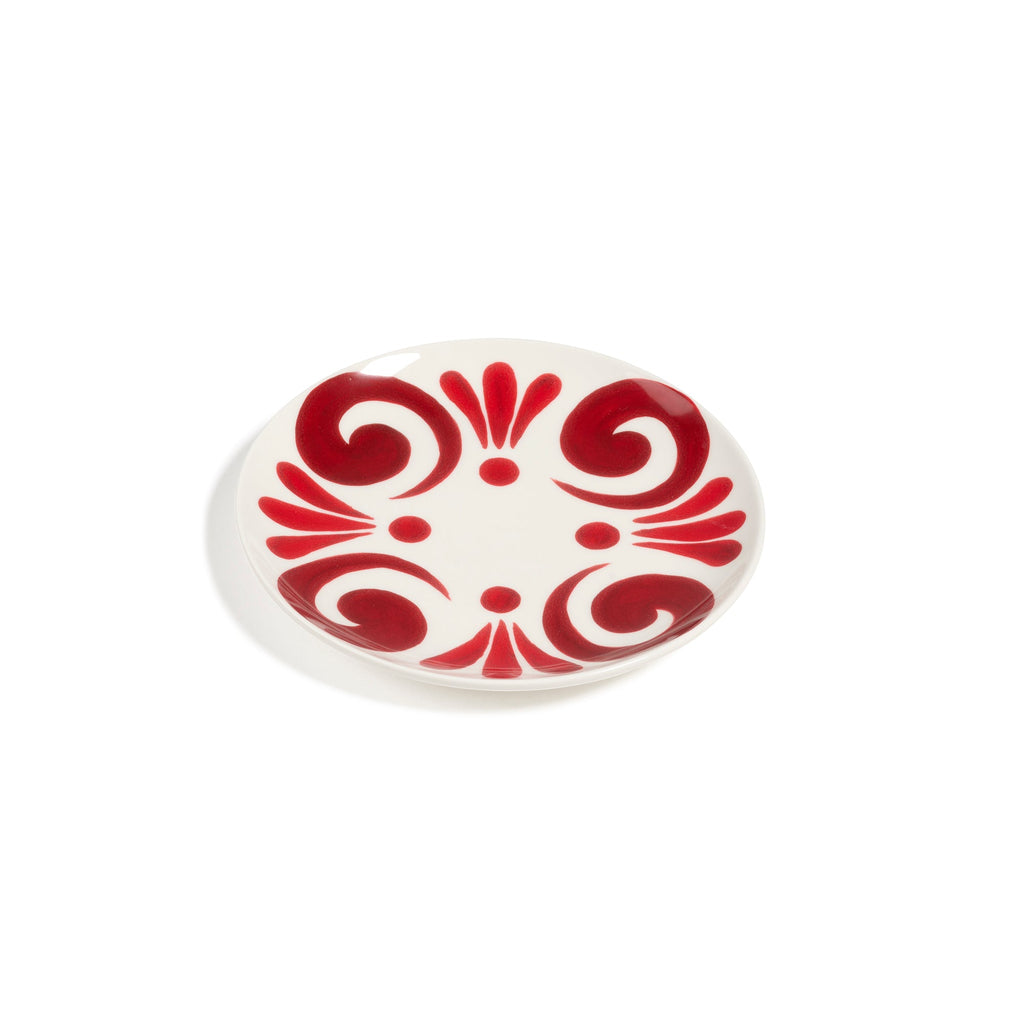 Kallos Salad Plate in Deep Red on White
