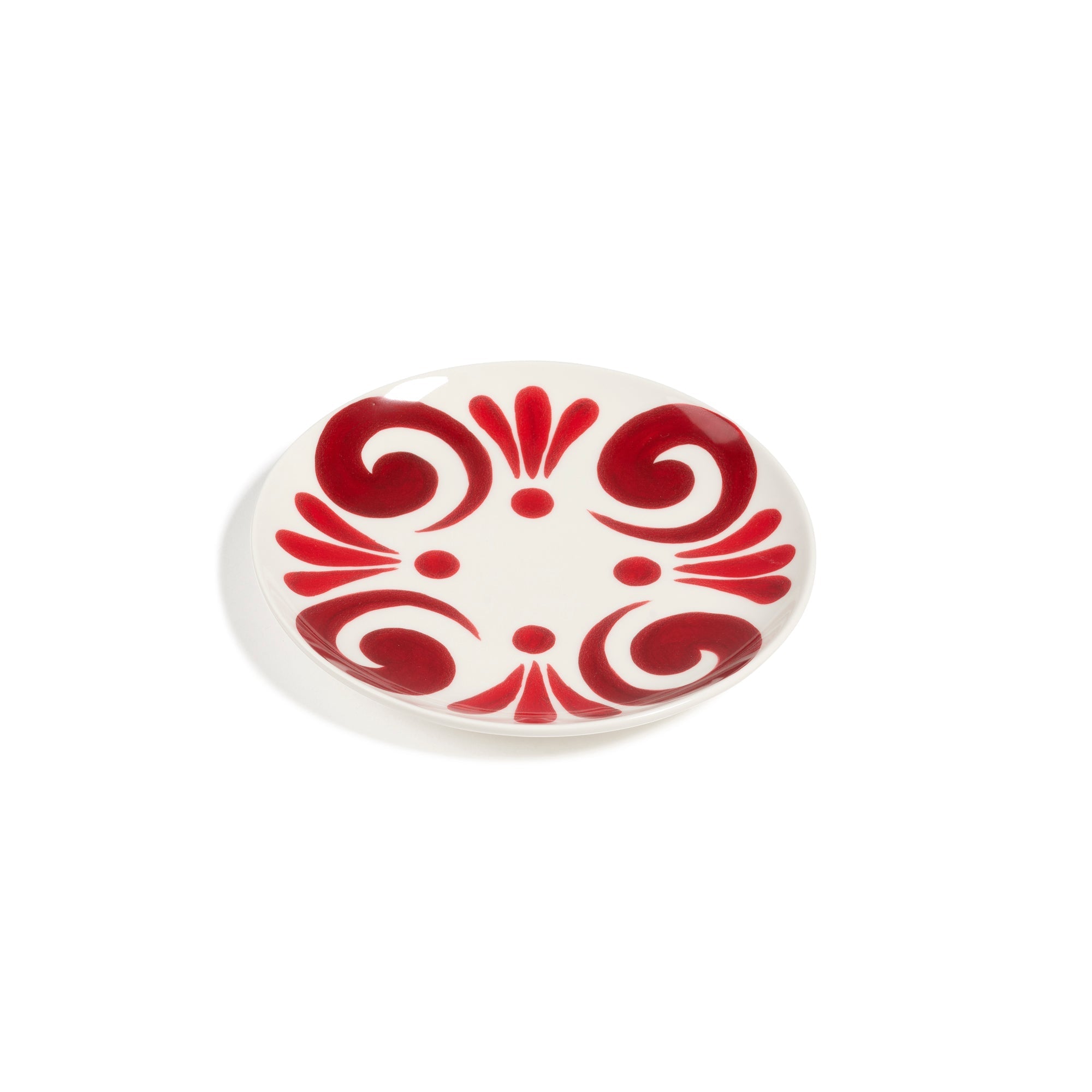 Kallos Dessert Plate in Deep Red on White