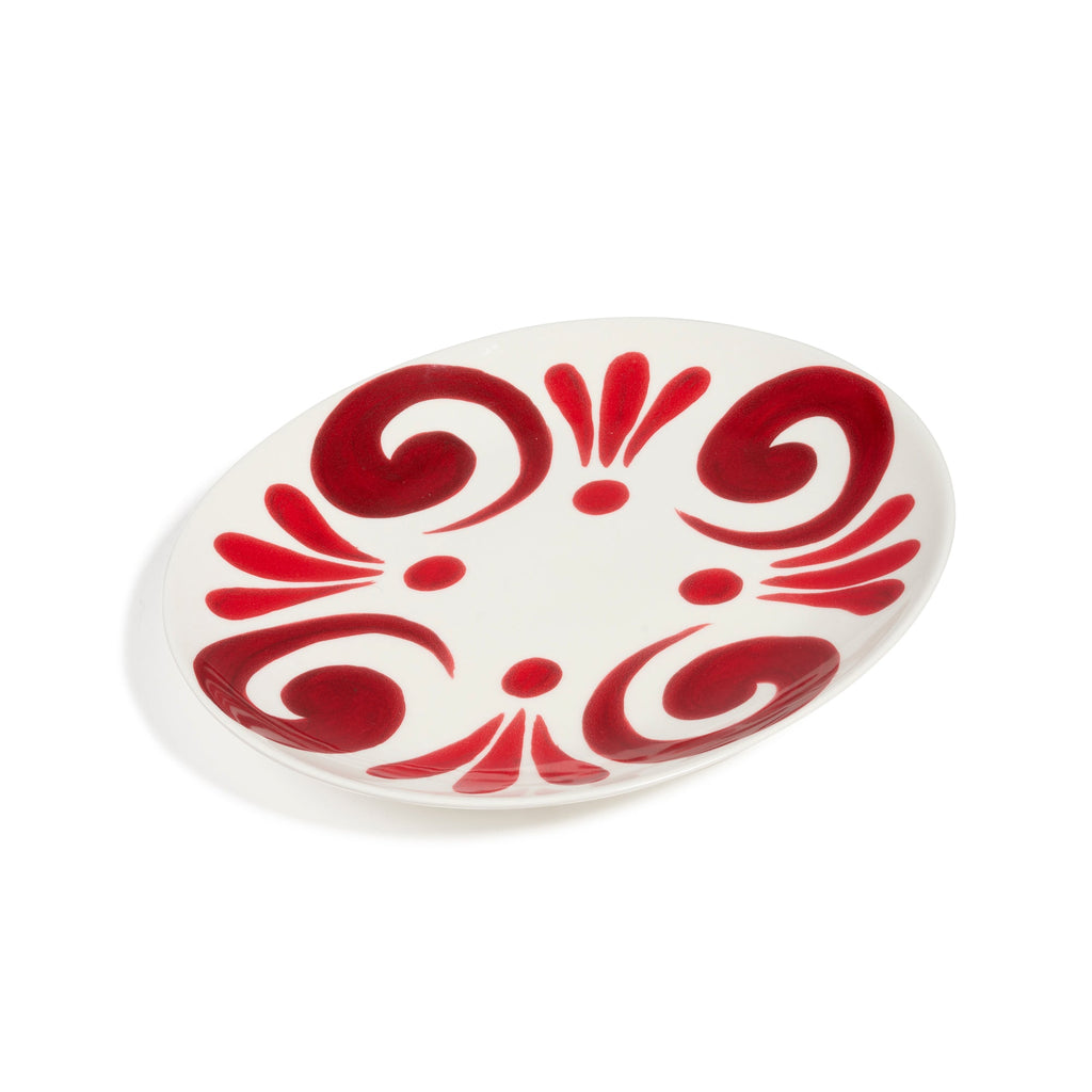 Kallos Serving Platter in Deep Red on White