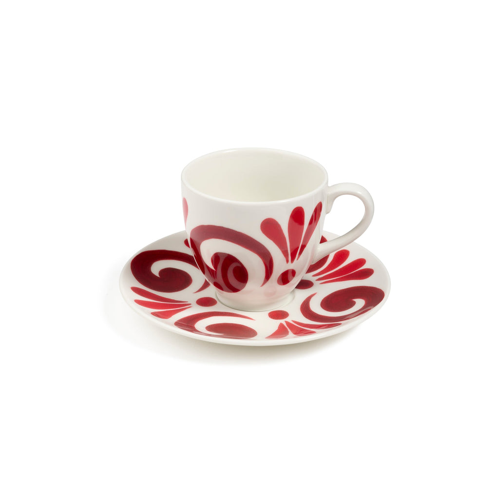 Kallos Coffee or Tea Cup in Deep Red on White