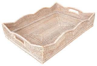 Artifacts Rattan™ Scallop Collection Rectangular Tray - Tropical - Serving Trays - by Artifacts Trading Company | Houzz