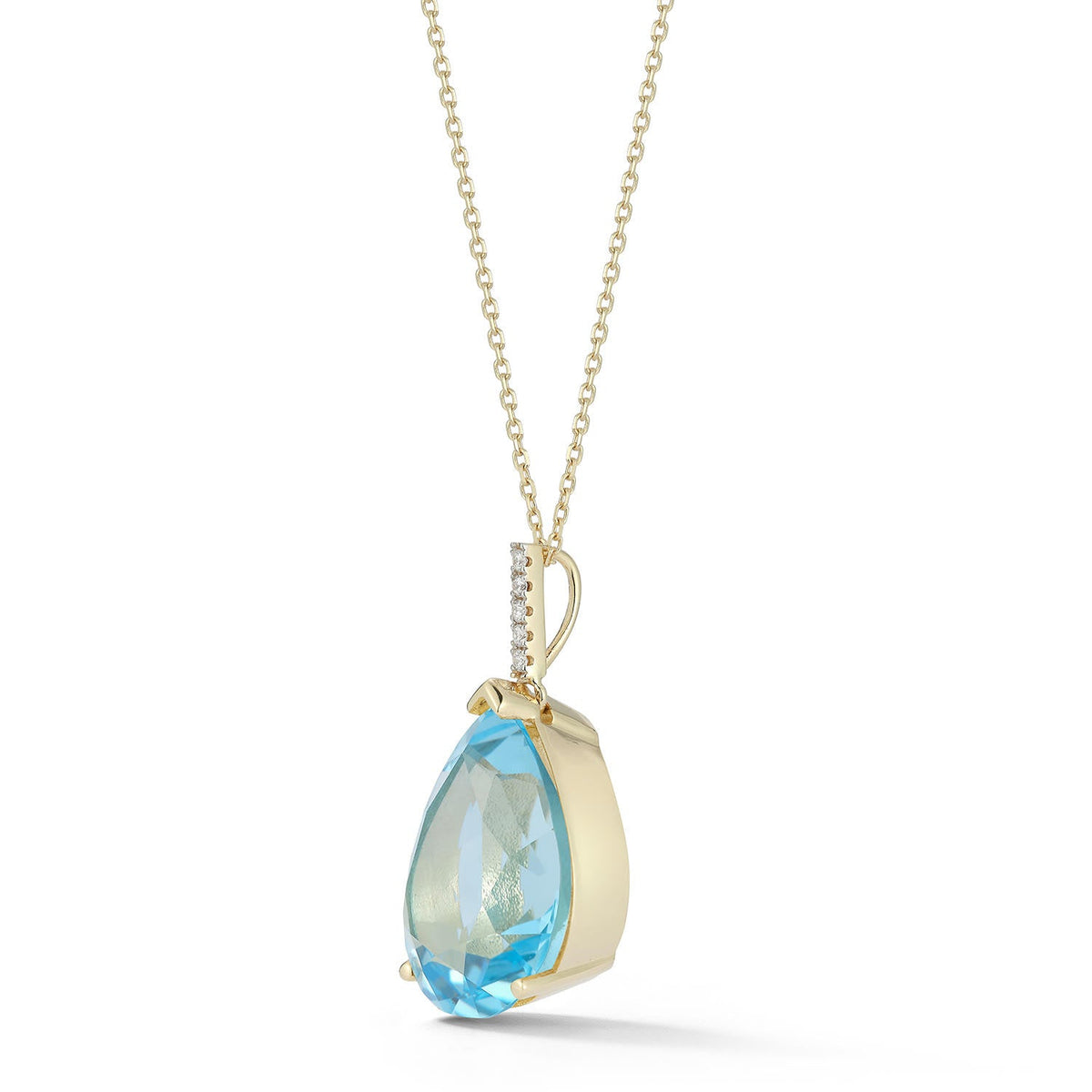 14K Swiss Blue Topaz Pear Necklace