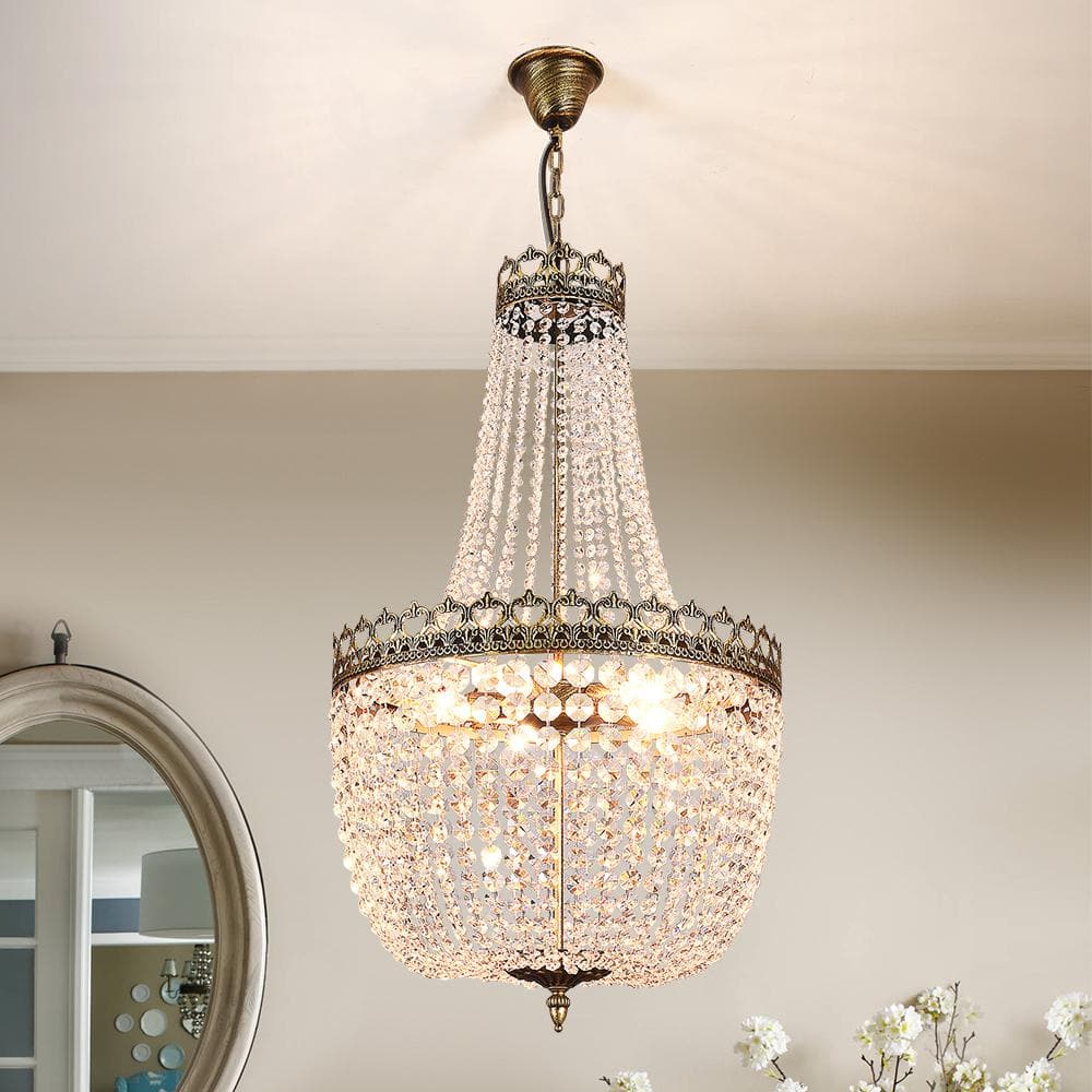 Cheyenne 5-Light Untique Bronze Unique/Statement Empire Chandelier with Crystal Accents