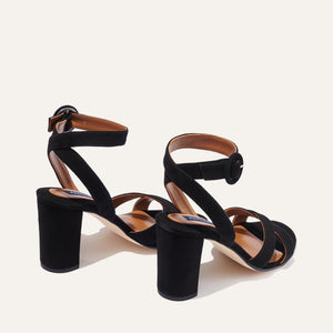 The Uptown Sandal in Black Suede