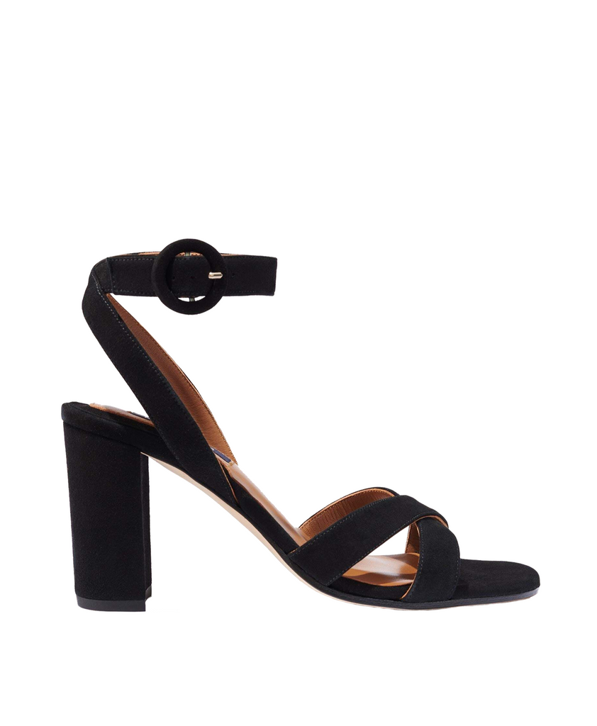 The Uptown Sandal in Black Suede