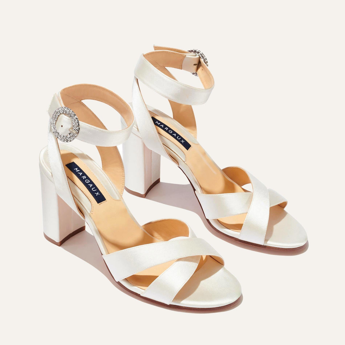 The Uptown Sandal in Ivory Satin