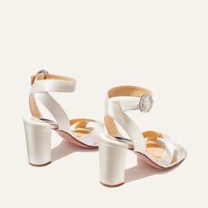 The Uptown Sandal in Ivory Satin