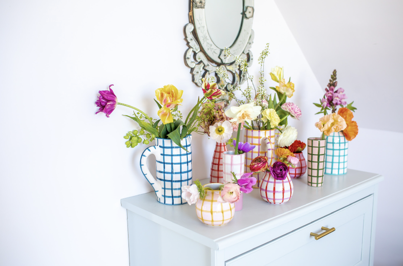 Drink Me Jug & Vase in Capri Blue Gingham