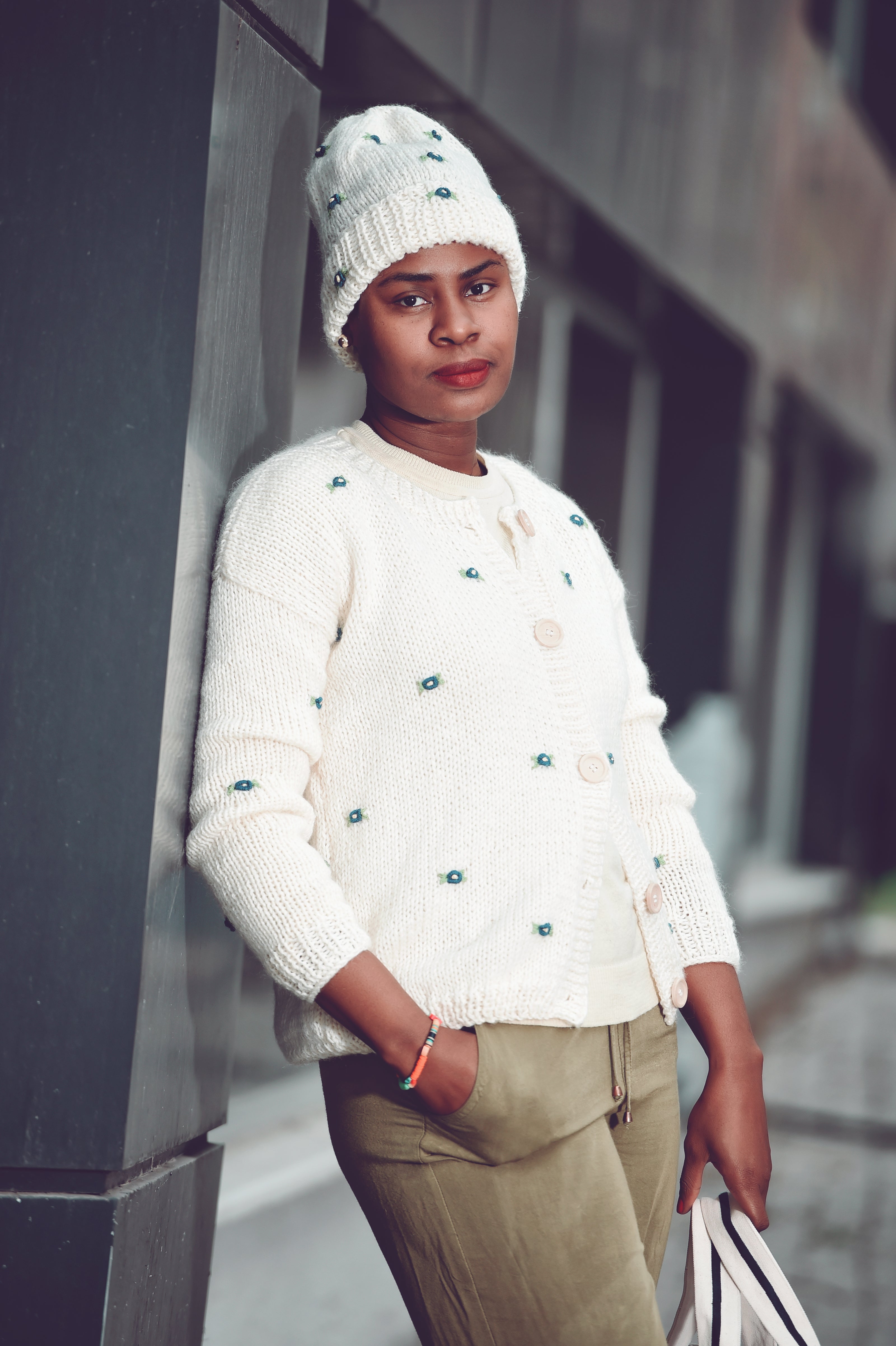 Fanm Mon x Harling Ross Cardigan and Beanie in Muscari