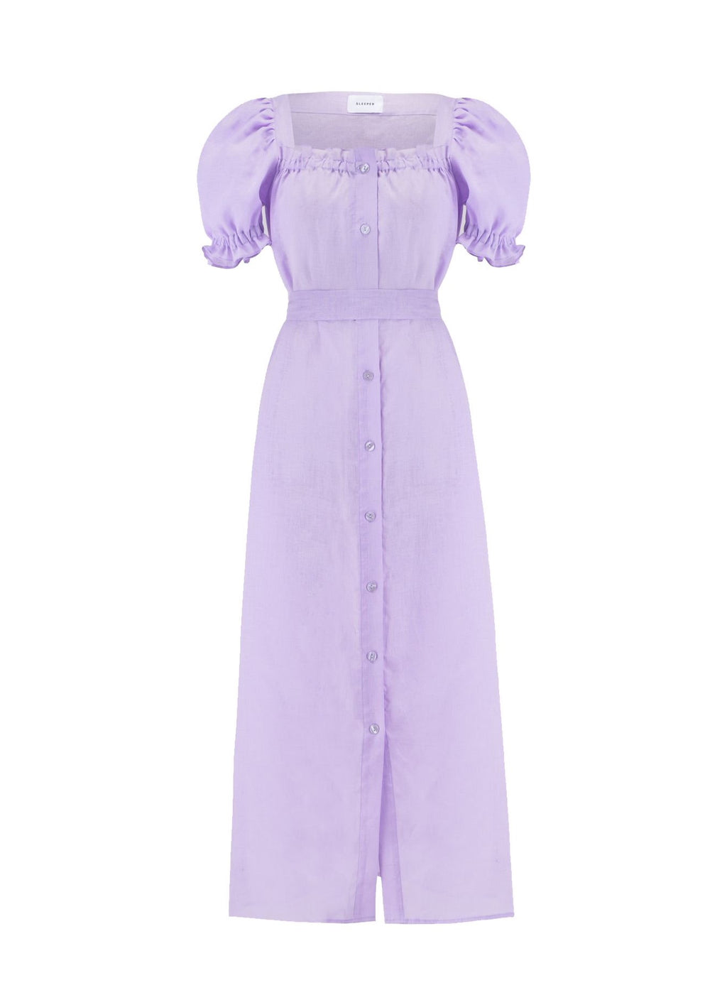 Brigitte Linen Maxi Dress in Lavender L / Lavender